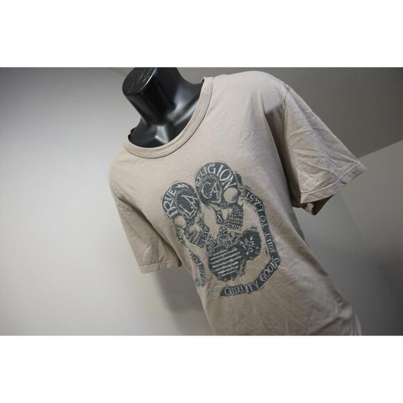 True Religion Graphic Tee Shirt Gray Short Sleeve Casual Mens Size 2XL - Picture 1 of 11